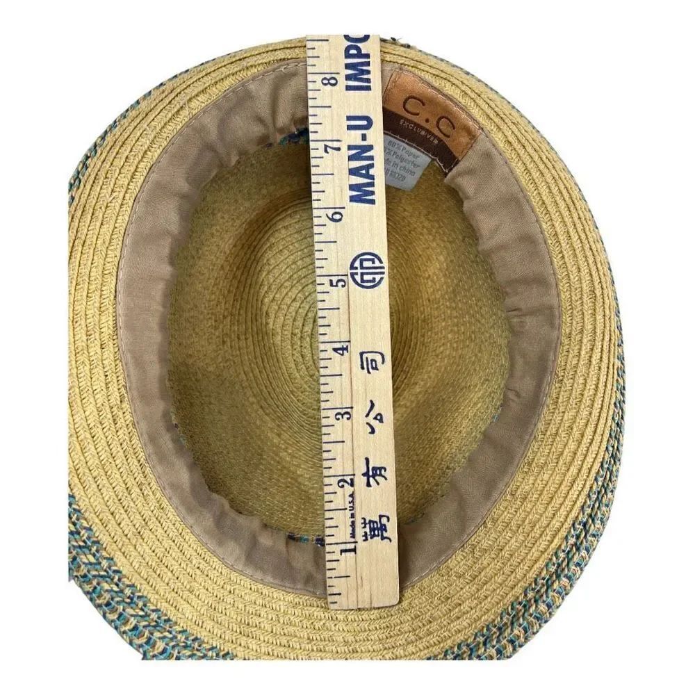 C.C Straw Fedora Hat With Color Confetti Band - Picture 7 of 8